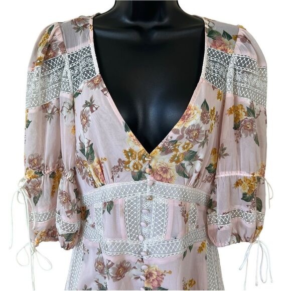 For Love & Lemons Isadora Mini Dress in Blush - Picture 3 of 16